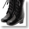 Lace-up Plain Short Boots (Black) (Fashion Doll)