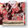 50cm Kimono Set -Botan ni Ume- (Dark red) (Fashion Doll)