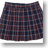 50cm Pleated Check Mini Skirt (Blue Check) (Fashion Doll)