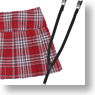 50cm Pleats Skirt with Suspenders (Red Plaid) (Fashion Doll)