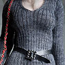 Very Cool Womans V-neck mini dress set (Black) (Fashion Doll)