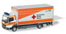 (HO) Mercedes-Benz Atego Box Trailer w/Lift Gate `Warendorf rescue service` (Model Train)
