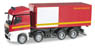(HO) メルセデス・ベンツ アクトロス ストリームスペース 4車軸 ロールオフコンテナトラック `fire department` (鉄道模型)