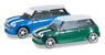 N-passenger cars set `Mini Cooper`, British Racing Green / Lightning Blue (Model Train)