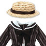 こもれび森のお洋服屋さん♪「カンカン帽子＆思い出セーラーワンピset」 (チョコレートストライプ) (ドール)