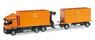 (HO) Mercedes Benz Actros Stream Space 2.3 Stake Trailer w/Container House 2pcs. (Model Train)