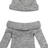 PNS Bonbon Knit Hat & Unwind Off Shoulder Knit Dress set (Gray) (Fashion Doll)