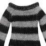 PNM Fluffy Striped Knit Dress (Black x Gray) (Fashion Doll)