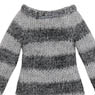 PNM Fluffy Striped Knit Dress (Gray x Dark Gray) (Fashion Doll)