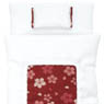 1/6 Cherry Blossom Fine Pattern Futon Set (Pillow/Duvet/Mattress Set) (White x Scarlet) (Fashion Doll)