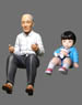 Grandfather and Great-Grandson Set (Plastic model)