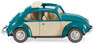 (HO) VW Beetle 1200 Open Roof Turquoise/Beige (VW Kafer 1200 Rolldach) (Model Train)