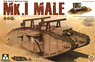 WWI Heavy Battle Tank Mark I Male w/Crane for Sponson & Flat Trailer (Plastic model)