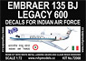 Embraer 135BJ Legacy 600 (Decals for Indian Air Force) (Plastic model)