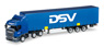 (HO) Scania R 2013 Curtain Canvas Semitrailer `DSV` (Model Train)