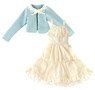 PNS Lace Collar Cardigan & Camisole One-piece Set (Mint x Yellow) (Fashion Doll)