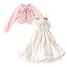 PNS Lace Collar Cardigan & Camisole One-piece Set (Pink x Cream) (Fashion Doll)