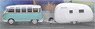 VW Samba Bus wiht Camping Car Blue (Diecast Car)