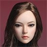 Super Duck 1/6 Figure Head /Asian Female Brown Hair Long Curl (Fashion Doll)