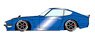 Pandem 240Z Metallic Blue (Carbon Bonnet) / 6 Spoke Wheel (Black) (Diecast Car)