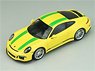 Porsche 911R 2016 Racing Yellow with Green Stripes Black Side Decal (Diecast Car)