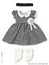 Kinoko Planet [Hug Me ! Rosette One-Piece Dress Set] Black Check (Fashion Doll)