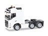 (HO) Volvo FH Gl. 6X2 Rigid Tractor with Headlights and Two Flashing Lights, White (Model Train)