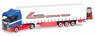 (HO) Scania CR 20 ND Curtain Canvas Semitrailer With Forklifter `Riwatrans` (Scania CR20 ND) (Model Train)