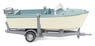 (HO) Trailer w/Motorboat Cream/Pastel Turquoise (Motorboot auf Anhanger) (Model Train)