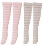 Border Socks B Set for Picco M (Pink x Light Pink Border & Gray x Beige Border) (Fashion Doll)