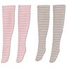 PNS Border Knee Socks III B Set (Pink x Light Pink Border & Gray x Beige Border) (Fashion Doll)