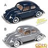 1950 VW Split Window Beetle DarlBlue/PearlGray (Set of 2) (Diecast Car)