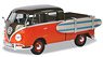 Volkawagen Type2 (T1) Pickup w/Surfboard (Black/Orange) (Diecast Car)