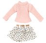Turtle Knit & Belt Skirt Set (Pink x White) (Fashion Doll)