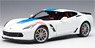 Chevrolet Corvette (C7) Grand Sport (White/Blue Stripe) Red Hash Mark (Diecast Car)