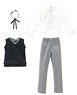 PNXS Boys Knit Vest School Uniform Set (Black x Gray) (Fashion Doll)