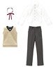 PNXS Boys Knit Vest School Uniform Set (Camel x Dark Brown) (Fashion Doll)