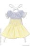 Off-shoulder Sunny One-piece Dress (Saxe Stripes x Cream Yellow) (Fashion Doll)