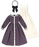 Komorebimori no Oyofukuyasan [AZO2 Memories Sailor One-piece Dress] Set (Purple Stripe x Beige) (Fashion Doll)