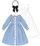Komorebimori no Oyofukuyasan [AZO2 Memories Sailor One-piece Dress] Set (Saxe Stripe x White) (Fashion Doll)