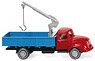 (HO) Magirus S 3500 Flatbed Truck w/Crane Red/Blue (Model Train)