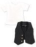 T-shirt & Gilet Set (Black x White Stripe) (Fashion Doll)