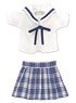 White Collar Check Sailor School Uniform Set (Blue Check) (Fashion Doll)