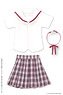 PNM White Collar Check Sailor Clothes Set Red Check (Fashion Doll)