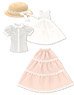 PNM Early Summer Dress Set Gray Stripe x Pink (Fashion Doll)