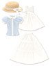 PNM Early Summer Dress Set Gray White x Light Blue (Fashion Doll)