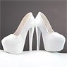 1/6 High-heeled Shoes for Women White (Fashion Doll)