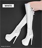 1/6 High-heeled Boots for Women White (Fashion Doll)