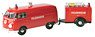 Volkawagen Type2 (T1) Fire Truck + Trailer (Red) (Diecast Car)