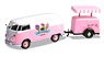 Volkawagen Type2 (T1) Delivery Van and Refrigeration Trailer (White/Pink) (Diecast Car)